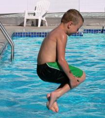 Kyle in his cannon ball position